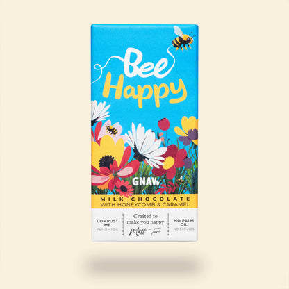 Bee Happy Honeycomb & Caramel Milk Chocolate Bar | 80g