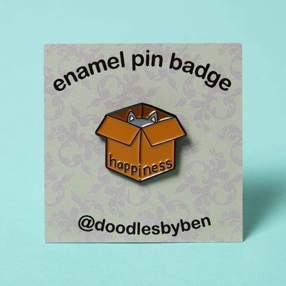 Happiness (Cat In A Box) - Enamel Pin Badge