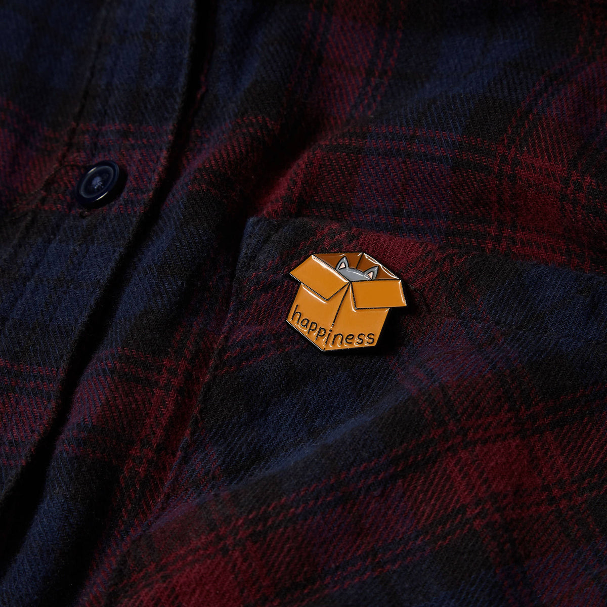 Happiness (Cat In A Box) - Enamel Pin Badge