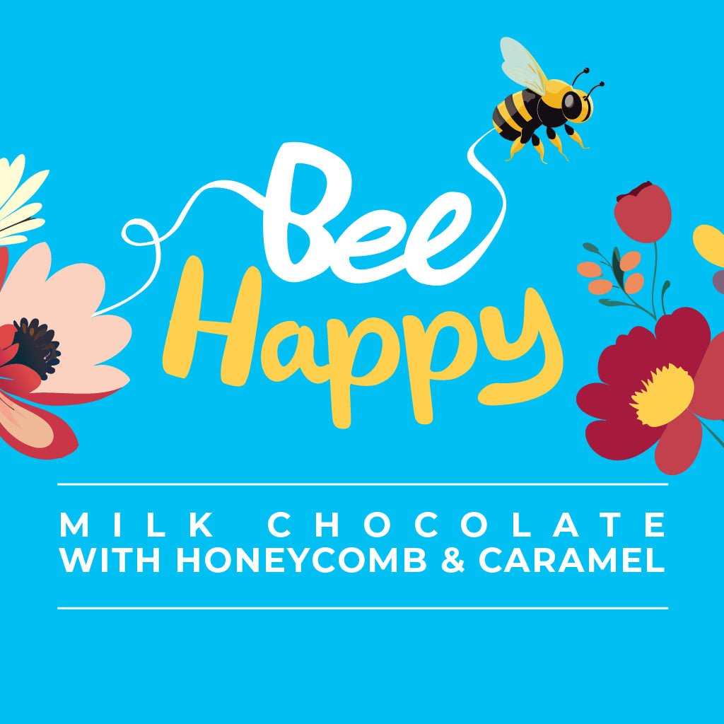 Bee Happy Honeycomb & Caramel Milk Chocolate Bar | 80g