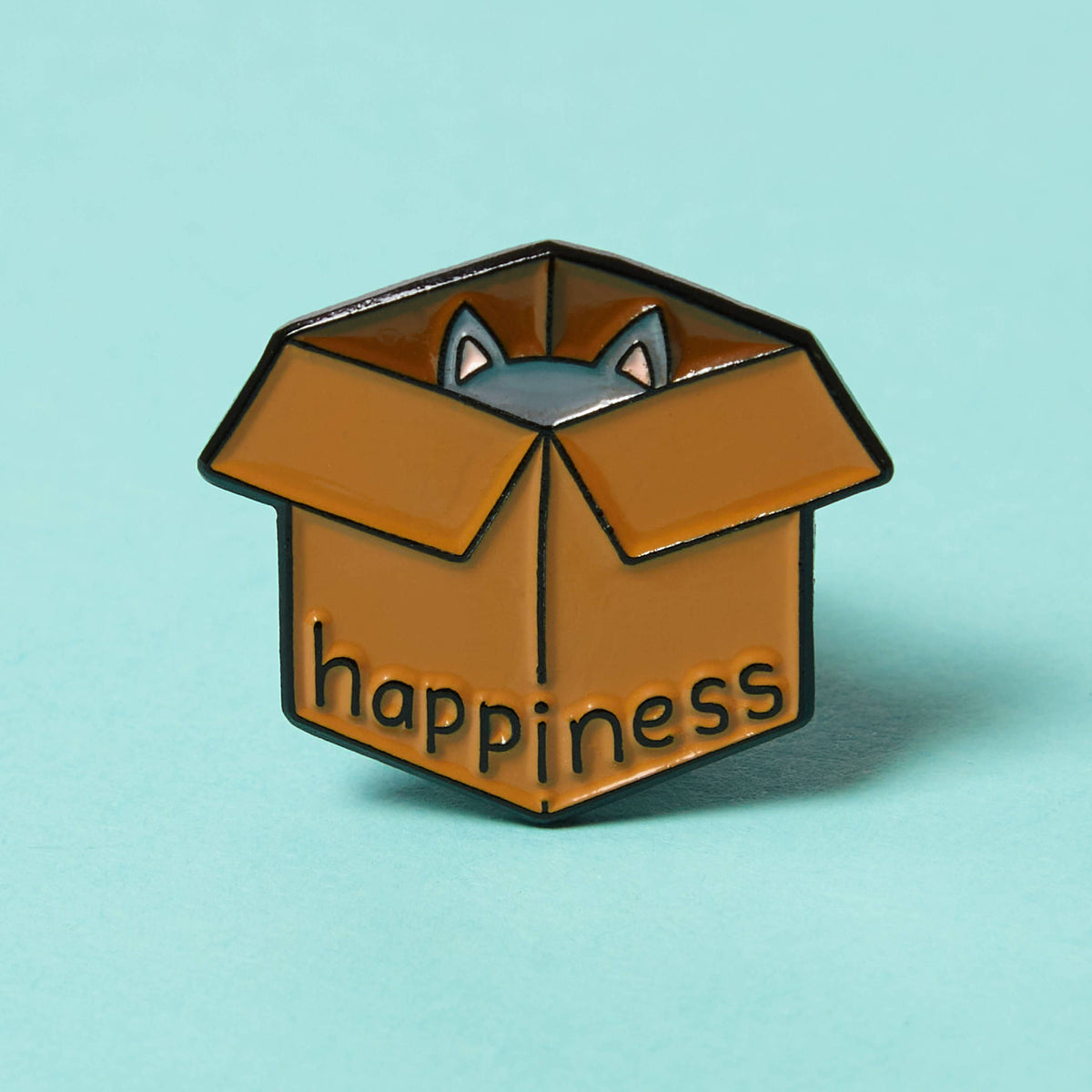 Happiness (Cat In A Box) - Enamel Pin Badge