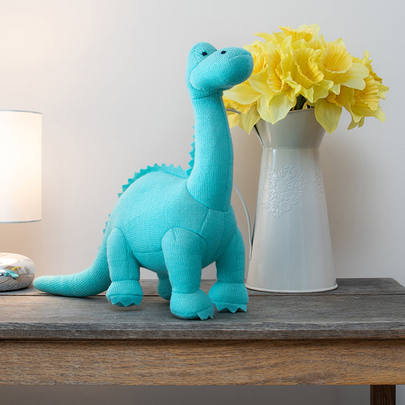 DIPLODOCUS KNITTED DINOSAUR SOFT TOY ICE BLUE